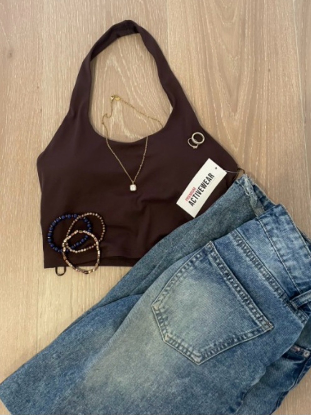 Brown Cropped Halter Top